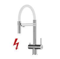 Kurzversion 45CM - NIEDERDRUCK 3 Wege Wasserhahn Küchenarmatur, Edelstahl Massiv mit 360° schwenkbarem Auslauf, abnehmbare 2 strahl Handbrause, Hochglanz / Weiß