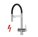 Kurzversion 45CM - NIEDERDRUCK 3 Wege Wasserhahn Küchenarmatur, Edelstahl Massiv mit 360° schwenkbarem Auslauf, abnehmbare 2 strahl Handbrause, Hochglanz / Schwarz