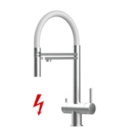 Kurzversion 45CM - NIEDERDRUCK 3 Wege Wasserhahn Küchenarmatur, Edelstahl Massiv mit 360° schwenkbarem Auslauf, abnehmbare 2 strahl Handbrause, Gebürstet / Weiß