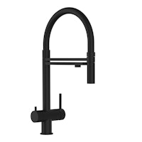 Kurzversion 45 cm - 3 Wege Wasserhahn Küchenarmatur, Edelstahl Massiv mit 360° schwenkbarem Auslauf und abnehmbare 2 strahl Handbrause, PVD Schwarz Matt
