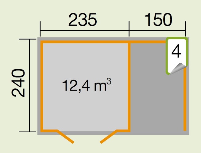 Weka Gartenhaus 179 A inkl. 150 cm Anbau - 28 mm Bild