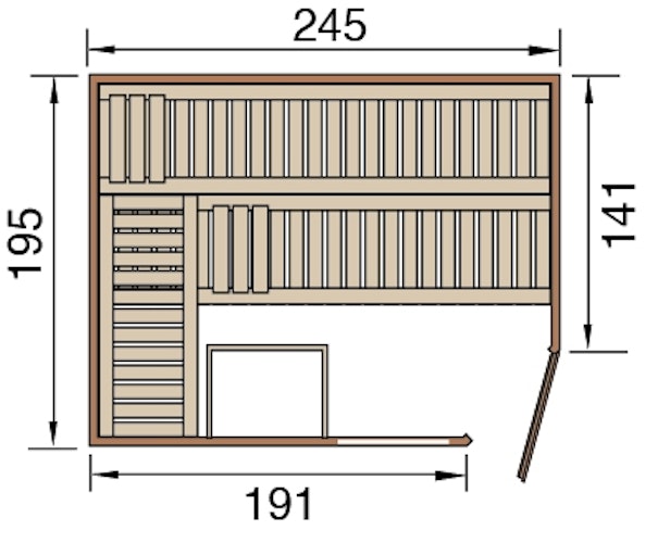 Weka Premium Massivholzsauna Cubilis 3 Familiensauna mit Glastür+Fenster ohne Montageservice - 45 mm
