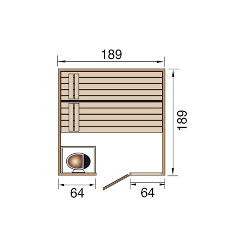 Weka Sauna 537 / Valida Gr. 3 mit Glastür+Fenster - Massivholzsauna 38 mm