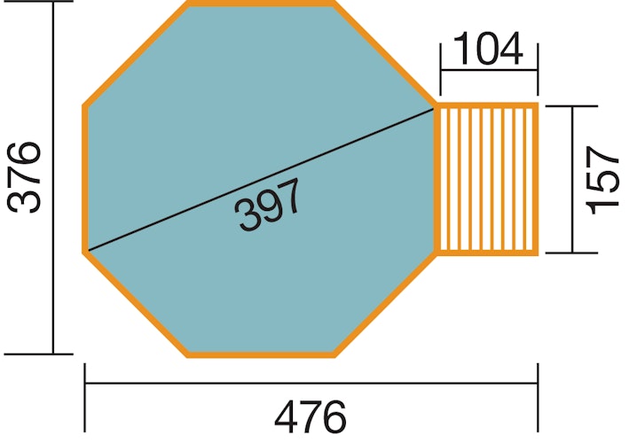 Weka Massivholzpool 593 B Gr.1, "Alles dabei" - 45 mm - 376 x 476 cm inkl. gratis Pool-Pflegeset