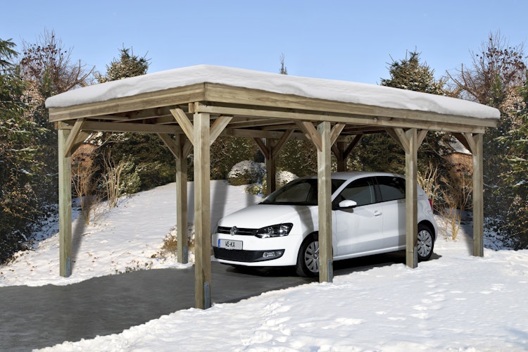 Weka Carport 609 mit Massivholzdach inkl. gratis H-Pfostenanker im Wert von 239,99 €