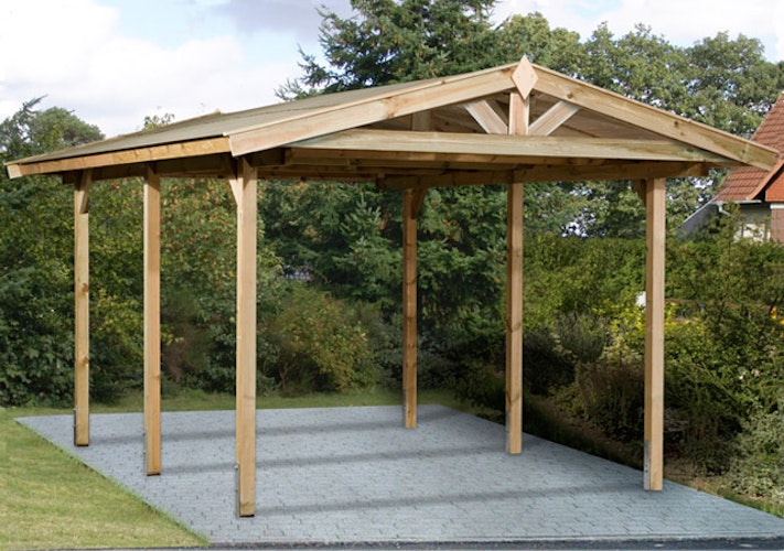 Weka Satteldachcarport 611 inkl. gratis H-Pfostenanker im Wert von 149,99 €  