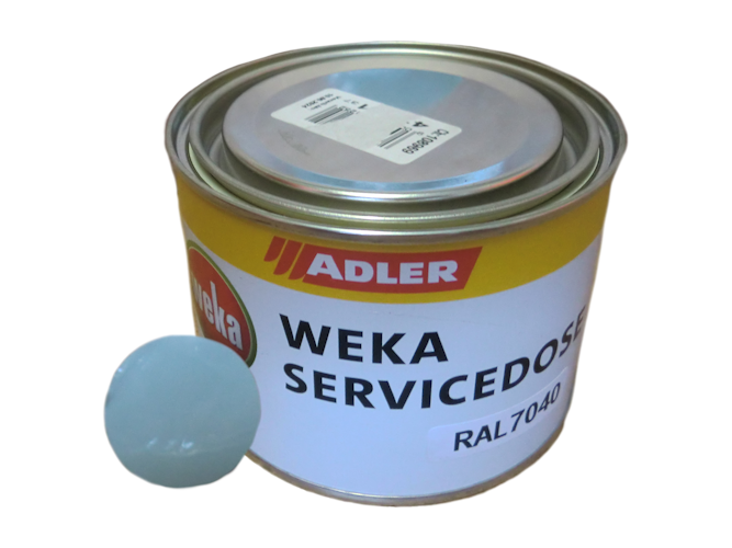 Weka Farbdose 375 ml grau (RAL 7040) für Ausbesserungsarbeiten Bild