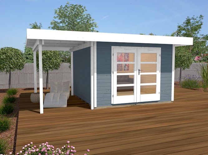 Weka Designhaus 126 A+ inkl. 150 cm Anbau und extra hoher Tür - 28 mm