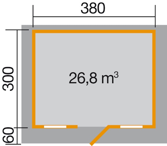 Weka 45 mm Gartenhaus 135 mit Vordach (60 cm)