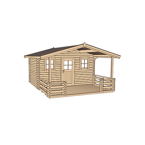 Weka 28 mm Gartenhaus 110 B mit Vordach + Terrasse (200 cm)