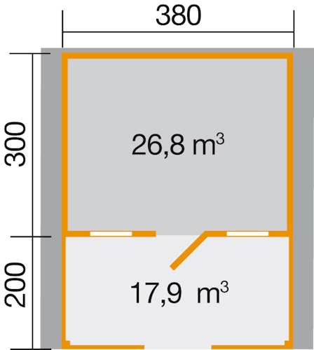 Weka 45 mm Gartenhaus 135 B mit Vordach +Terrasse