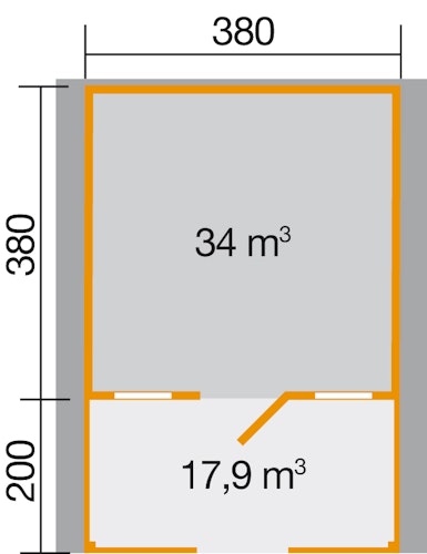 Weka 45 mm Gartenhaus 135 B mit Vordach +Terrasse