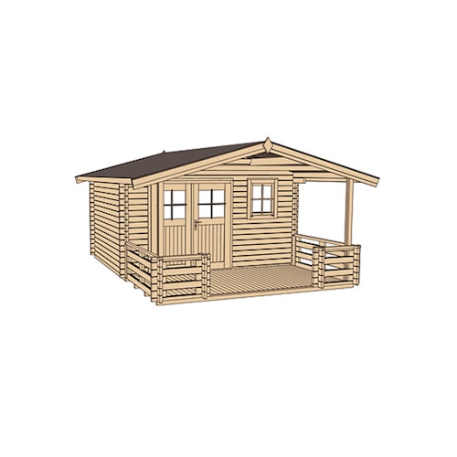 Weka 45 mm Gartenhaus 136 B mit Vordach+Terrasse