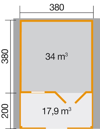 Weka 45 mm Gartenhaus 136 B mit Vordach+Terrasse