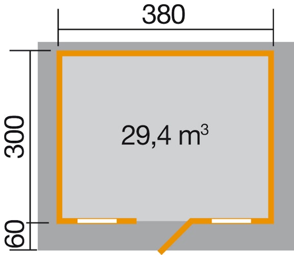 Weka 45 mm Weekendhaus 138 mit Vordach (60 cm)