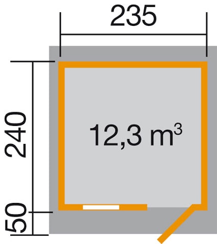 Weka 28 mm Gartenhaus 170 mit Vordach (50 cm)