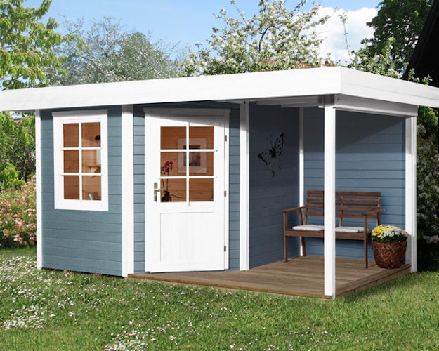 Weka Designhaus 213 A+ inkl. 150 cm Anbau und extra hoher Tür - 28 mm