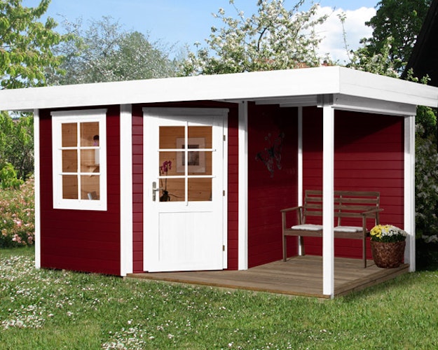 Weka Designhaus 213 A+ inkl. 150 cm Anbau und extra hoher Tür - 28 mm