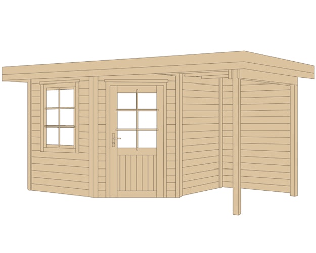 Weka Designhaus 213 A+ inkl. 150 cm Anbau und extra hoher Tür - 28 mm