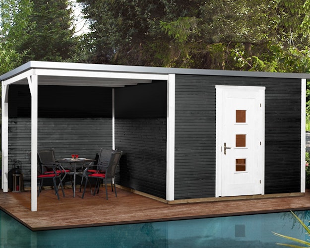 Weka Designhaus 413 B 45 mm inkl. 300 cm Anbau