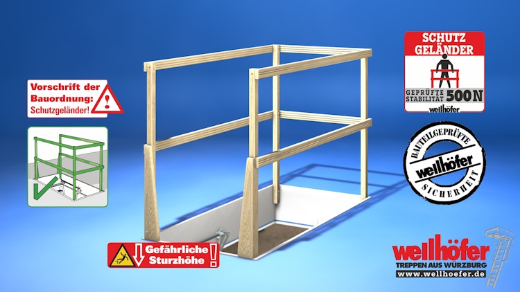 Schutzgeländer für Wellhöfer Bodentreppe - max. 140 x 70 cm