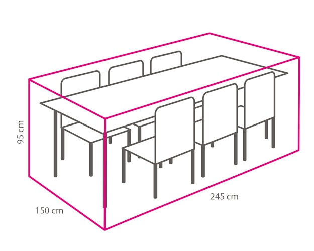 Winza Outdoor Covers Premium Abdeckhaube für Tisch + 6/8 Stühle, 245 x 150 x 95 cm
