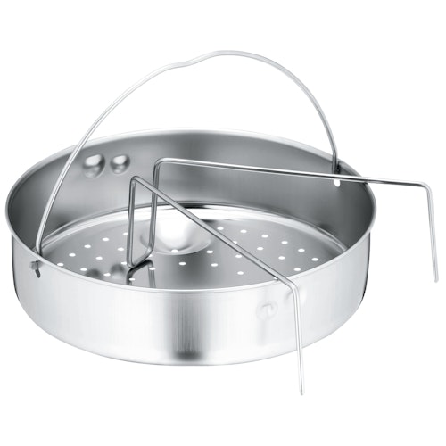 WMF Dampfgareinsatz mit Griff und Untersetzer für Schnelltöpfe, 22 cm