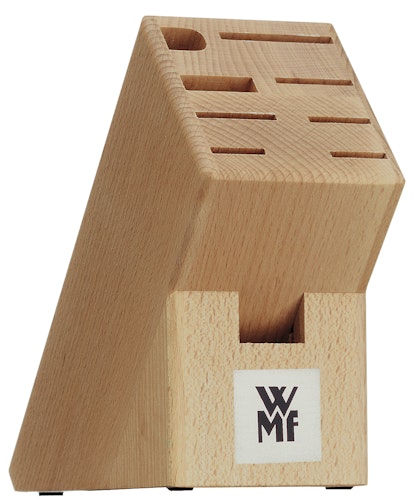 WMF Messerblock unbestückt, Buchenholz, passend für 6 Küchenmesser, 1 Fleischgabel, 1 Wetzstahl, 1 Küchenschere