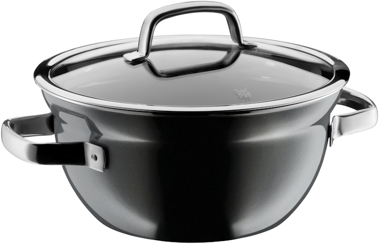 WMF Fusiontec Mineral Kochschüssel mit Glasdeckel, 24 cm, Platinum