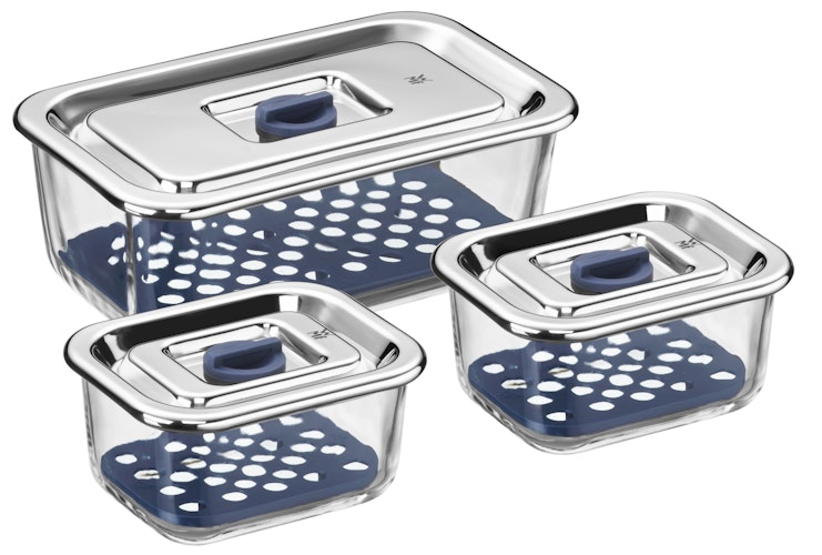 WMF Frischhalte- und Serviersystem-Set 3-teilig Top Serve mit Abtropfgitte