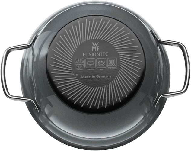 WMF Fusiontec Mineral Kochschüssel mit Glasdeckel, 24 cm, Platinum
