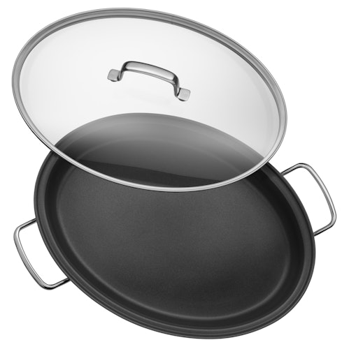 WMF Gourmet-/Fischpfanne mit Glasdeckel, oval, 38 x 26 cm