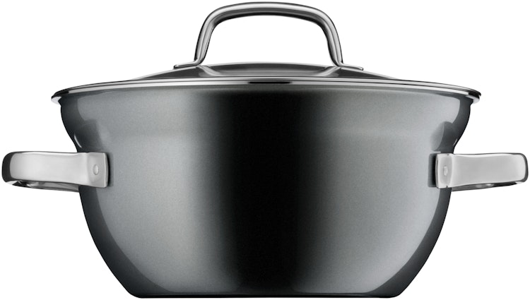 WMF Fusiontec Mineral Kochschüssel mit Glasdeckel, 24 cm, Platinum