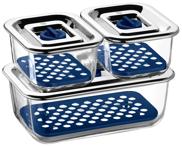 WMF Frischhalte- und Serviersystem-Set 3-teilig Top Serve mit Abtropfgitte