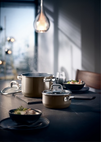 WMF Fusiontec Mineral Fleischtopf mit Glasdeckel, 20 cm, Dark Brass