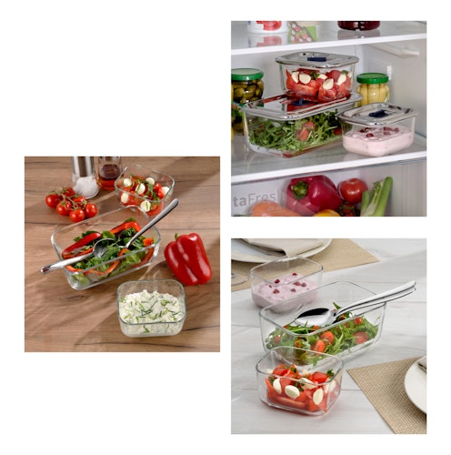 WMF Frischhalte- und Serviersystem-Set 3-teilig Top Serve mit Abtropfgitte