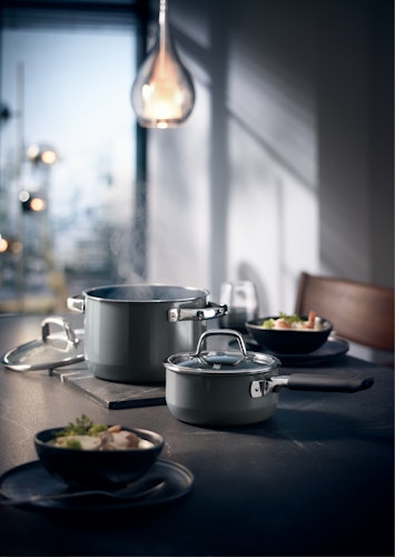 WMF Fusiontec Mineral Fleischtopf mit Glasdeckel, 24 cm, Platinum