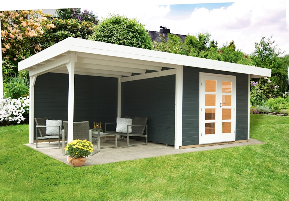 Wolff Finnhaus Gartenhaus Relax Lounge C Mit 300 Cm Anbau 28 Mm