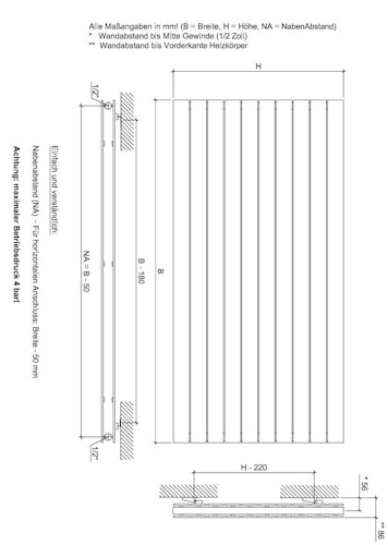 Ximax Raumheizkörper P1 Duplex horizontal anthrazit