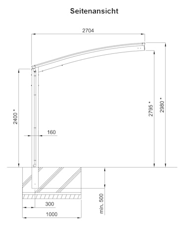 Ximax Carport Portoforte Typ 60 555 x 270 cm
