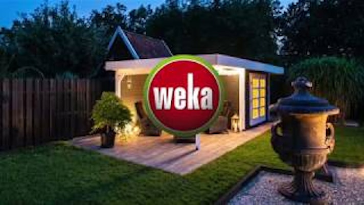 Weka Designhaus 412 Gr. 2 mit Glasschiebetür (Homeoffice-Gartenhaus) - 44  mm | Mein-Gartenshop24