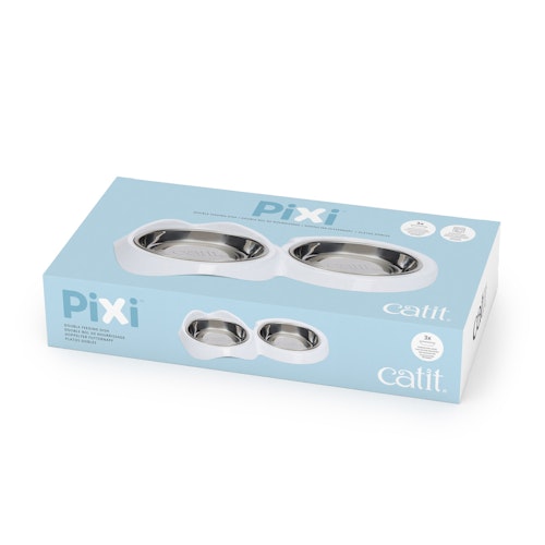 catit Pixi Doppelnapf 2 x 200 Milliliter weiß Katzenfutternapf
