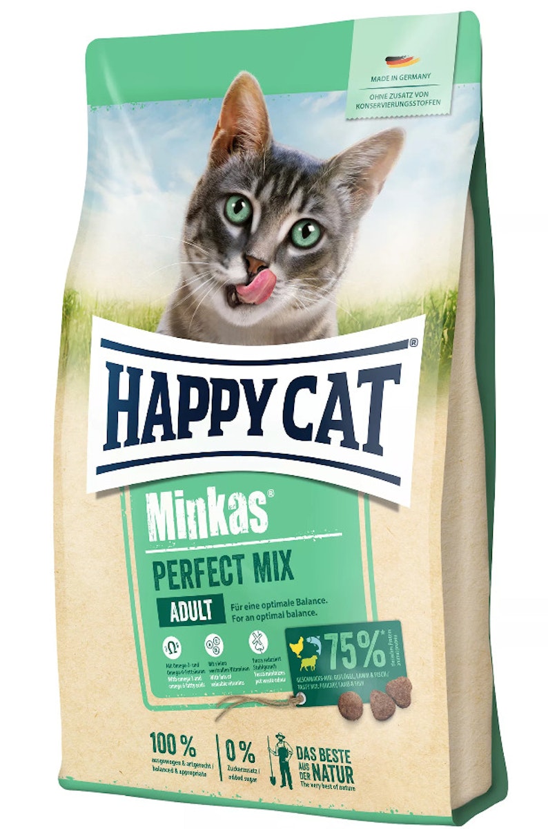 HAPPY CAT Minkas Perfect Mix Geflügel, Lamm & Fisch Katzentrockenfutter 10 Kilogramm