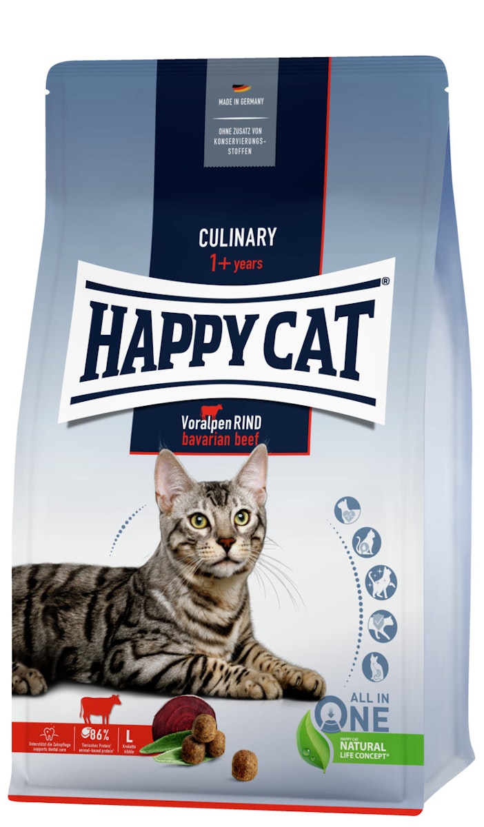 HAPPY CAT Supreme Culinary Voralpen-Rind Katzentrockenfutter Sparpaket 2 x 4 Kilogramm