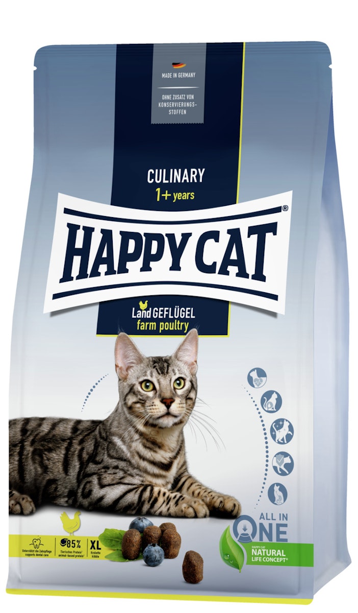 HAPPY CAT Supreme Culinary Land-Geflügel Katzentrockenfutter Sparpaket 2 x 4 Kilogramm
