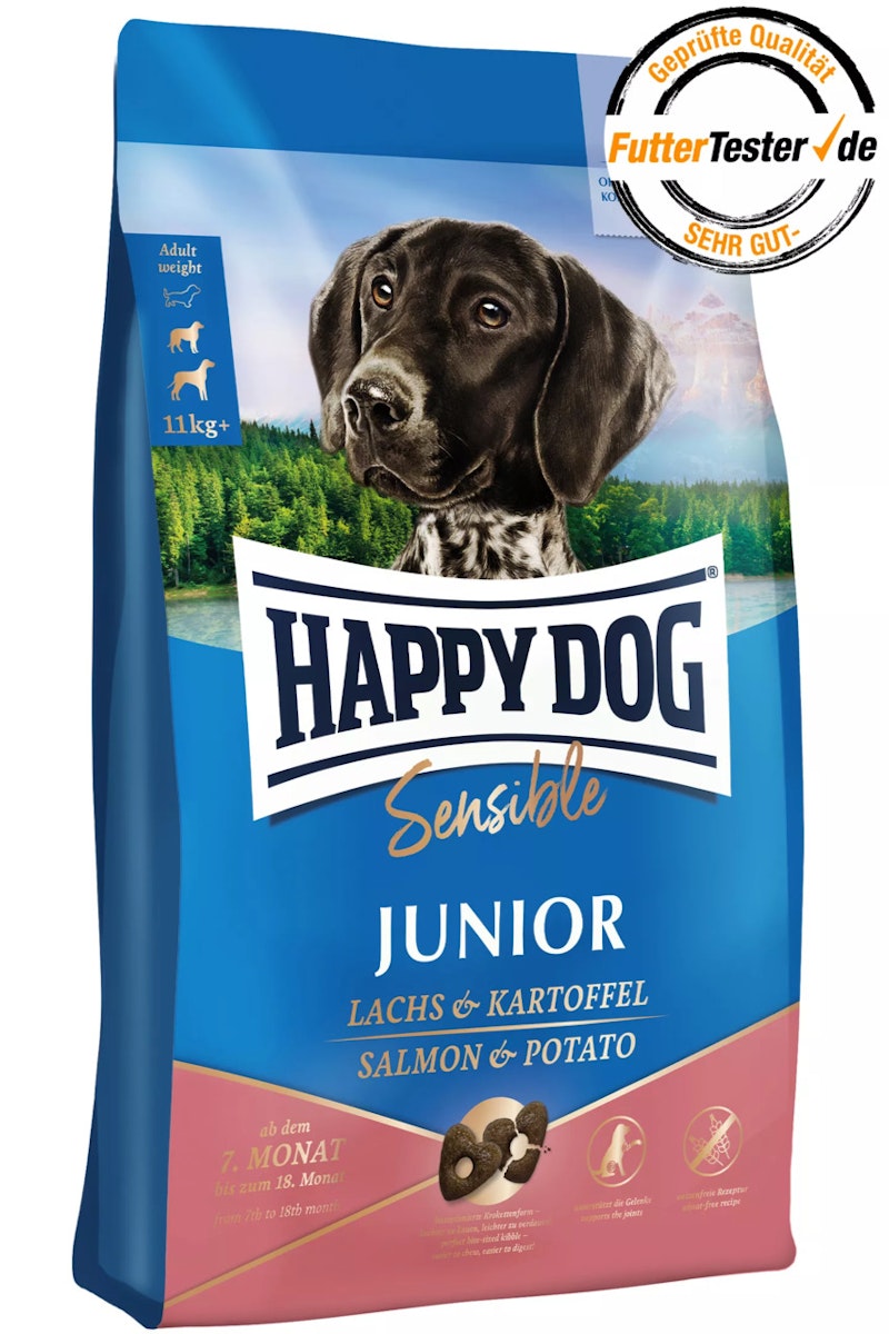 HAPPY DOG Sensitive Junior Lachs & Kartoffel Hundetrockenfutter 10 Kilogramm