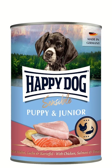 HAPPY DOG Sensible Pure 400g Hundenassfutter PUPPY  Huhn und Lachs mit Kartoffel 6 x 400gVorschaubild