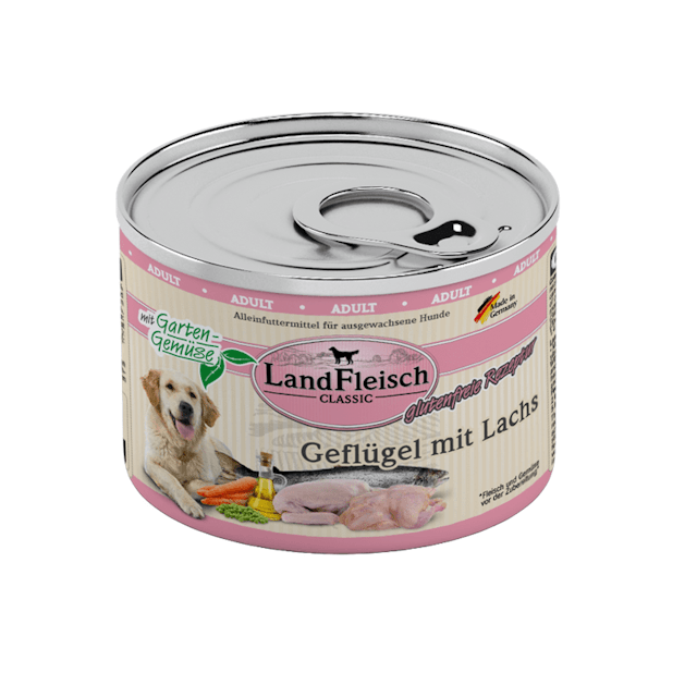 LandFleisch Hund Classic Geflügel mit Lachs & Gartengemüse 6 x 195gVorschaubild