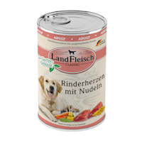 LandFleisch Hund Classic Rinderherzen mit Nudeln &gartengemüse 6x400g