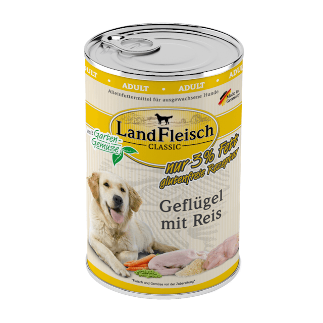 LandFleisch Hund Classic Geflügel mit Reis & Gartengemüse extra mager 6 x 400gVorschaubild